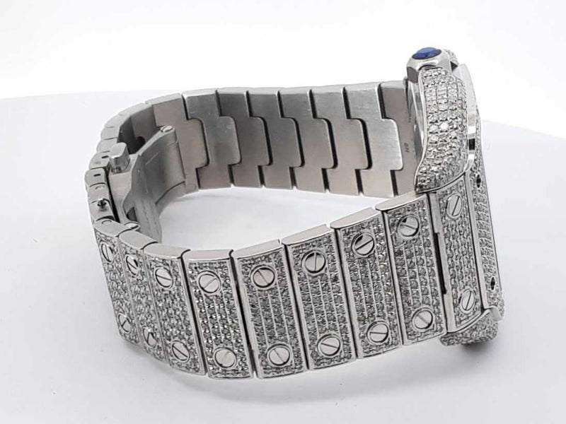Cartier Santos 40mm Watch Diamonds Aftermarket Customized Sd1125crzxsa