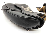 Christian Dior Black Grained Leather Saddle Bag Do0725loxzde