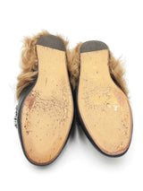 Gucci Princetown Crystal Bow Mules In Leather & Shearling Size 9 Fw0926lzxdu