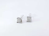 0.18 Cttw Diamond & 14k White Gold Illusion Set Stud Earrings 1 Gram Fw0826lwxdu