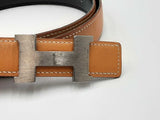 Hermes Reversible Belt With Silver Tone Buckle Eb0924oxzdu