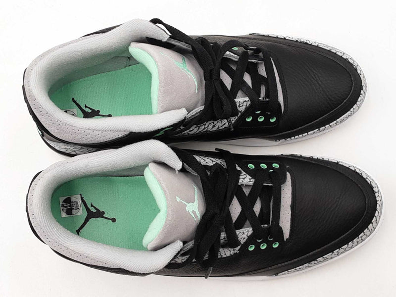 Nike Air Jordan 3 Retro "Green Glow" Black Leather Sneakers Size 11 Fw0825ezdu