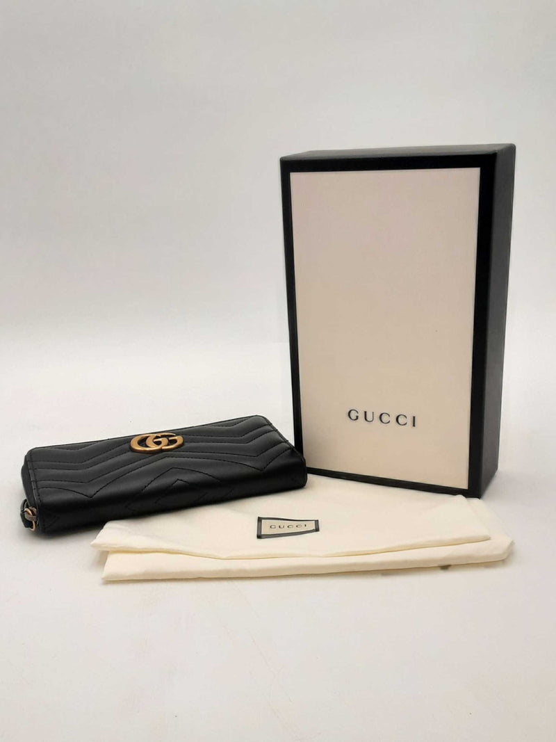 Gucci Gg Marmont Zip Around Black Wallet Sd0825ozxsa