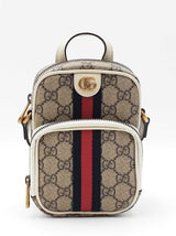 Gucci Ophidia Double Zip Messenger Bag In Gg Supreme Coated Canvas & Mystic White Leather Fw0726wrxdu