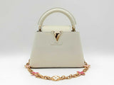 Louis Vuitton Flower Chain Capucines In White Taurillon Leather Fw0325lrzxdu