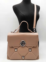 Phillipp Plein Superheroine Handle Bag In Taupe Quilted Leather Fw1125oxzdu