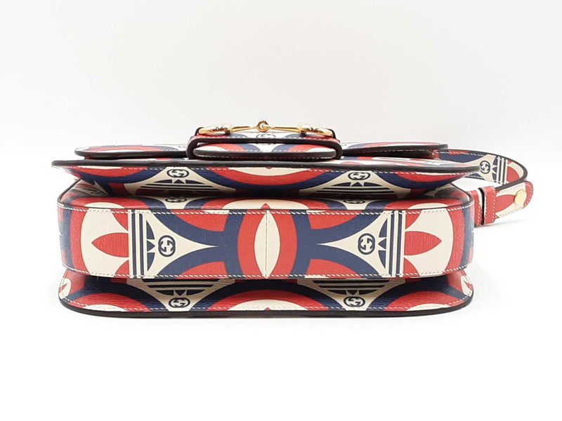 Gucci X Adidas Horsebit 1955 Handbag In Shanghai Trefoil Leather Fw01025izxdu