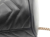 Gucci Mini Marmont Chevron Quilted Black Leather Bucket Bag Eb1125wrxsa