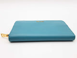 Prada Blue Turquoise Saffiano Leather Zipper Wallet Do1024loxde