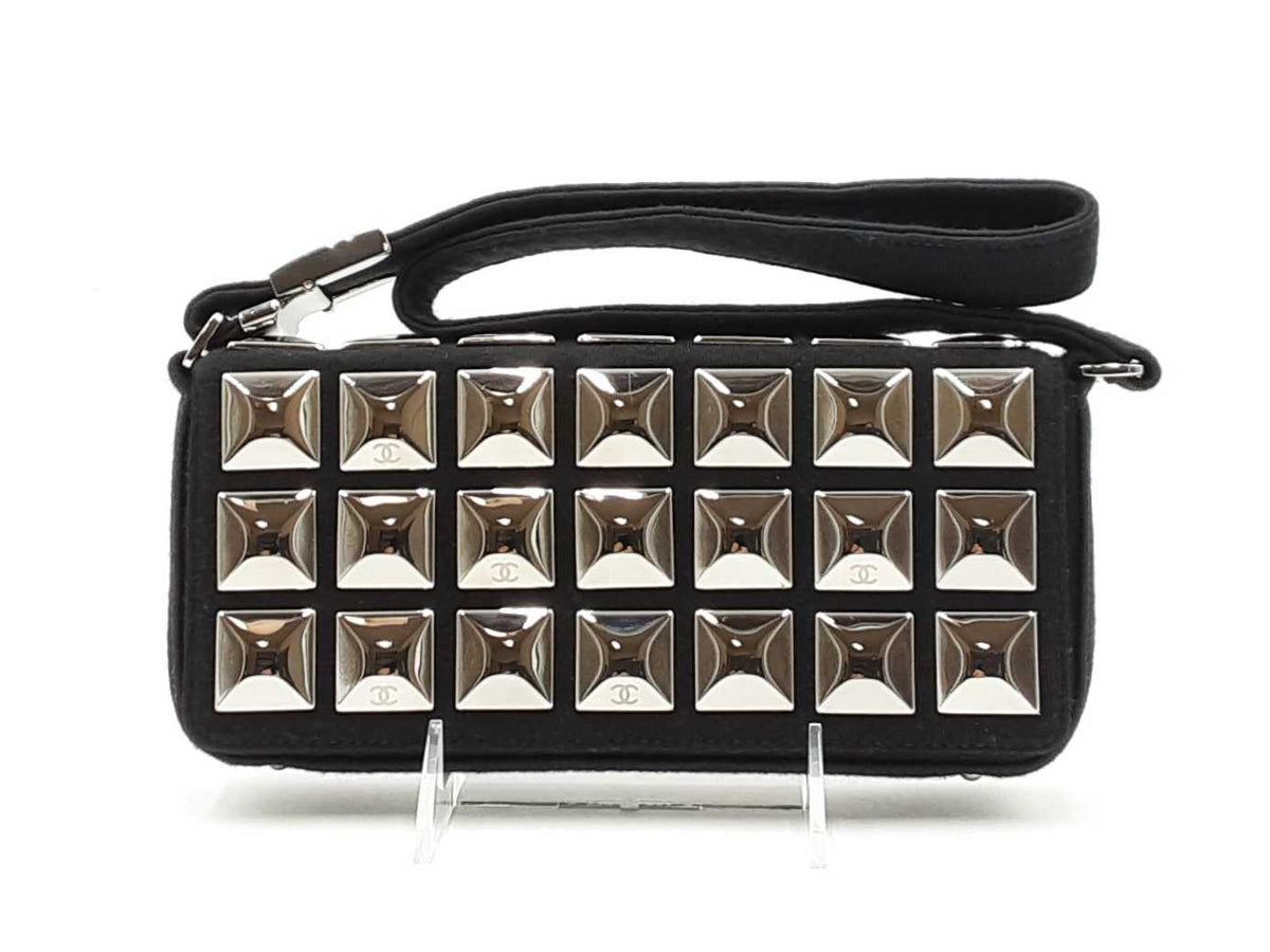 Chanel Ice Cube Pyramid Stud Flap Shoulder Bag In Black