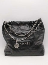 Chanel 22 Quilted Black Leather Hobo Shoulder Bag Eb1026olxzsa