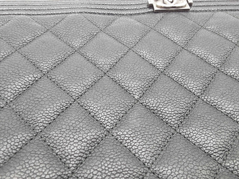 Chanel Boy O Black Leather Zipper Clutch Do0325exzde