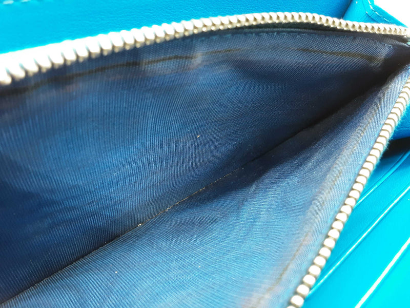 Prada Blue Logo Black Saffiano Leather Zip Wallet Do1025orxde