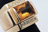 Orange Gemstone & Diamond Ring In 14k Yellow Gold 18.4 Grams Size 5 Eb0726lxorsa
