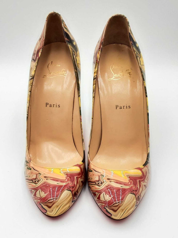 Christian Louboutin Marble Print Patent Leather Fifi Pumps Size 41 Eb0624lxzdu