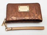 Michael Kors Logo Bronze Metallic Patent Leather Wristlet Wallet Do0826oode