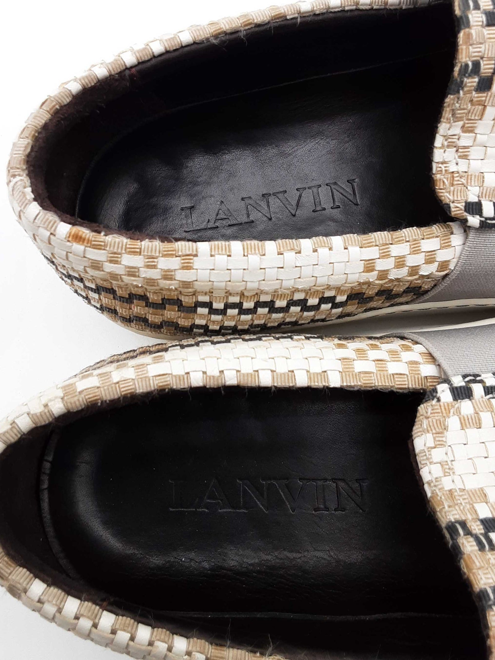 LANVIN - ちちさま☆専用ページ Lanvin Woven Leather & Canvas Slip On Sneakers Size 9 Eb1225lxzde