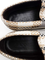 Lanvin Woven Leather & Canvas Slip On Sneakers Size 9 Eb1225lxzde