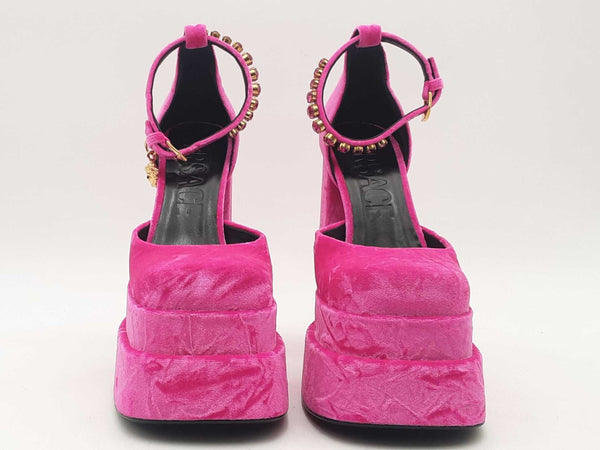 Versace Medusa Aevitas Velvet Platform Pump Pink Size 37 Aa0525ezsa
