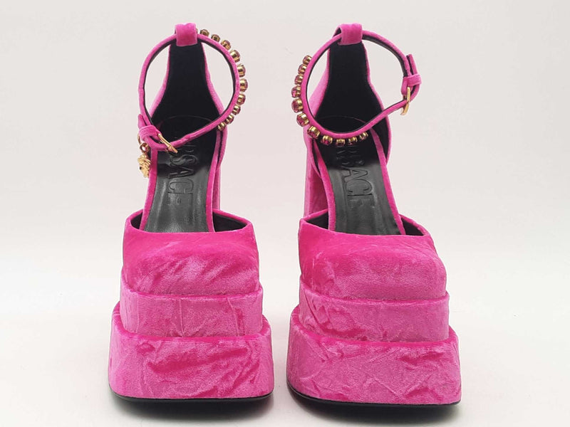Versace Medusa Aevitas Velvet Platform Pump Pink Size 37 Aa0525ezsa