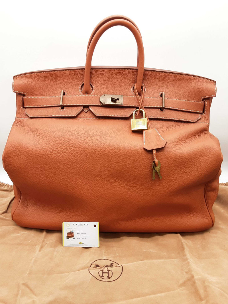 Hermes Birkin 50 Gold Brown Clemence Brass Duffle Bag Do0824lwrxzde