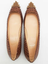 Christian Louboutin Brown Snakeskin Flats Size Eu 38.5 Do0525rxde