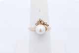 Pearl & Diamond Ring In 14k Yellow Gold 3.4 Grams Size 6.5 Eb0624lorsa