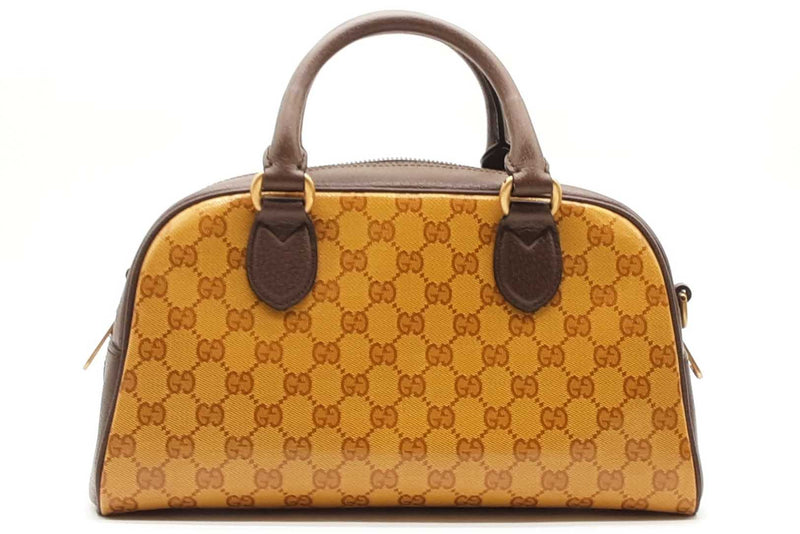 Gucci X Adidas Yellow & Brown Crystal Canvas Mini Duffle Bag Lh1124lxzxde