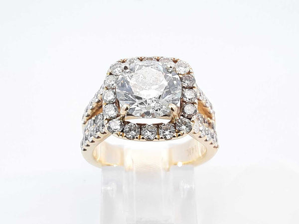 3.59 Cttw Diamond & 14k Yellow Gold Halo Ring 7.8 Grams Size 5.75 Fworxzdu