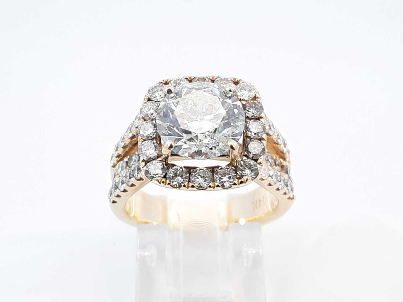 3.59 Cttw Diamond & 14k Yellow Gold Halo Ring 7.8 Grams Size 5.75 Fworxzdu