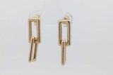 18k Yellow Gold Rectangle Link Drop Stud Earrings 2.1 Grams Eb0926lrxsa