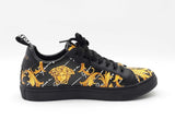 Versace Sneakers In Black & Yellow Barocco Print Leather Size 9 Fw0926lprdu