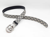 Gucci Marmont Reversible Belt In Gg Supreme & Leather With Gg Buckle Fw1225lrxdu