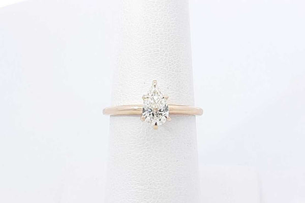 0.75ctw Pear Shape Diamond Ring In 14k Yellow Gold 2.7 Grams Size 6 Eb1125cxzdu