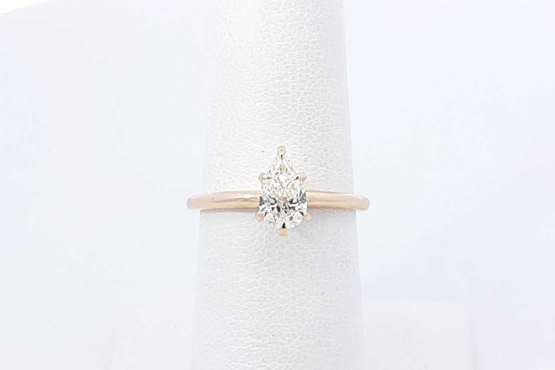 0.75ctw Pear Shape Diamond Ring In 14k Yellow Gold 2.7 Grams Size 6 Eb1125cxzdu