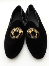 Versace Medusa Black Velvet Loafers Size 46 Eb0126lxzde