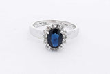 14k White Gold Diamond & Blue Gemstone Ring 3.3 Grams Size 8 Eb1125lwrsa