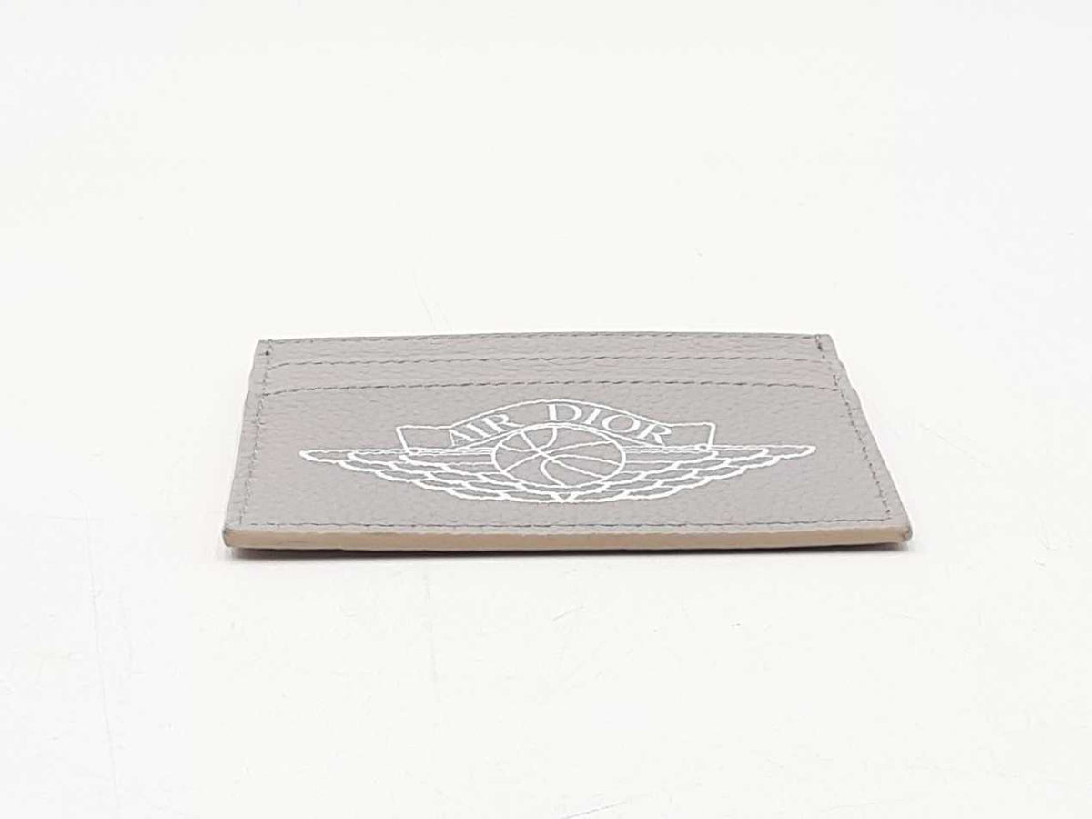 Christian Dior X Air Jordan Gray Pebbled Leather Card Holder