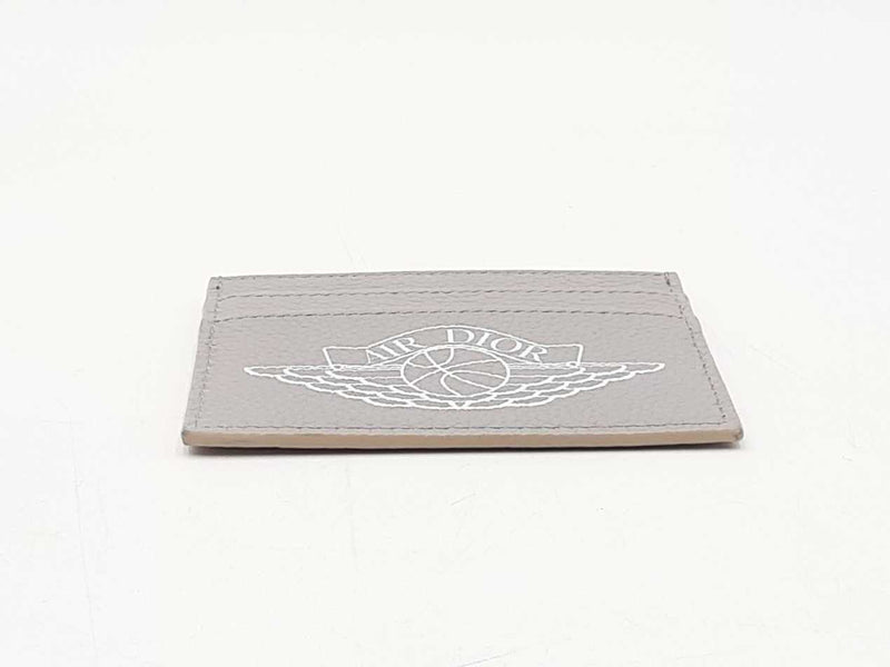 Christian Dior X Air Jordan Gray Pebbled Leather Card Holder Wallet Fw0725wzxdu