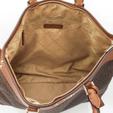 Michael Kors Travel Large North South Tote Bag In Brown Signature Coated Canvas Fw0726pxdu