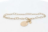 14k Yellow Gold Link Bracelet With Cross Medallion Charm 2.4 Grams 7 Inch Eb0926lxzsa
