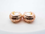 18k Two-tone Rose & Yellow Gold Puffy Filigree Hoop Earrings 6.6 Grams Fw00826rxzdu