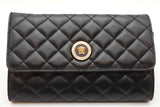 Versace Medusa Quilted Black Leather Wallet With Chain Eb0226oxzde