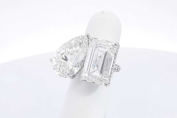 Lab Grown Pear & Emerald Cut Diamond Ring Platinum 12.5g Size 4.5 Eb1024wxxxzsa