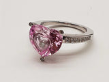Chopard Happy Diamond Heart Pink Stone 18k White Gold 7.1g Ring 6.5 Do1125lexzde