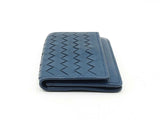 Bottega Veneta Intrecciato Card Wallet In Navy Blue Leather Fw1025ozxdu
