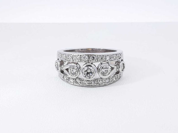 1.04 Cttw Diamond & 14k White Gold Etruscan-style Ring 7.5 Gram Sz 7 Fw0925wrzdu