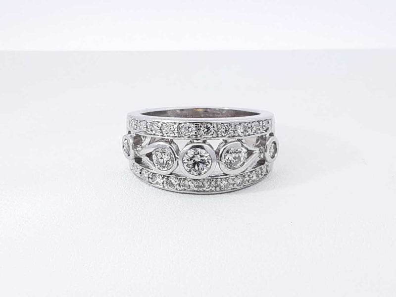 1.04 Cttw Diamond & 14k White Gold Etruscan-style Ring 7.5 Gram Sz 7 Fw0925wrzdu