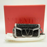 Valentino Garavani Black& Gold Loco Crystal Embellished Shoulder Bag L1124loxzd3