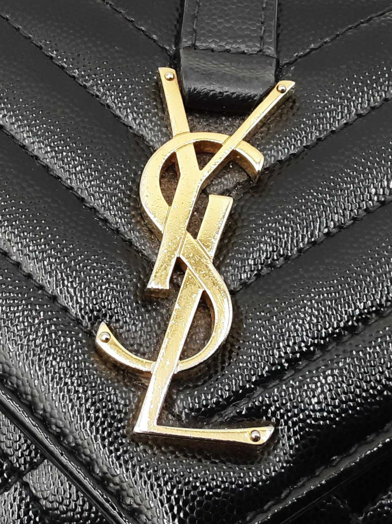Yves Saint Laurent Envelope Shoulder Bag In Black Matelassé Leather Fw0425czxdu